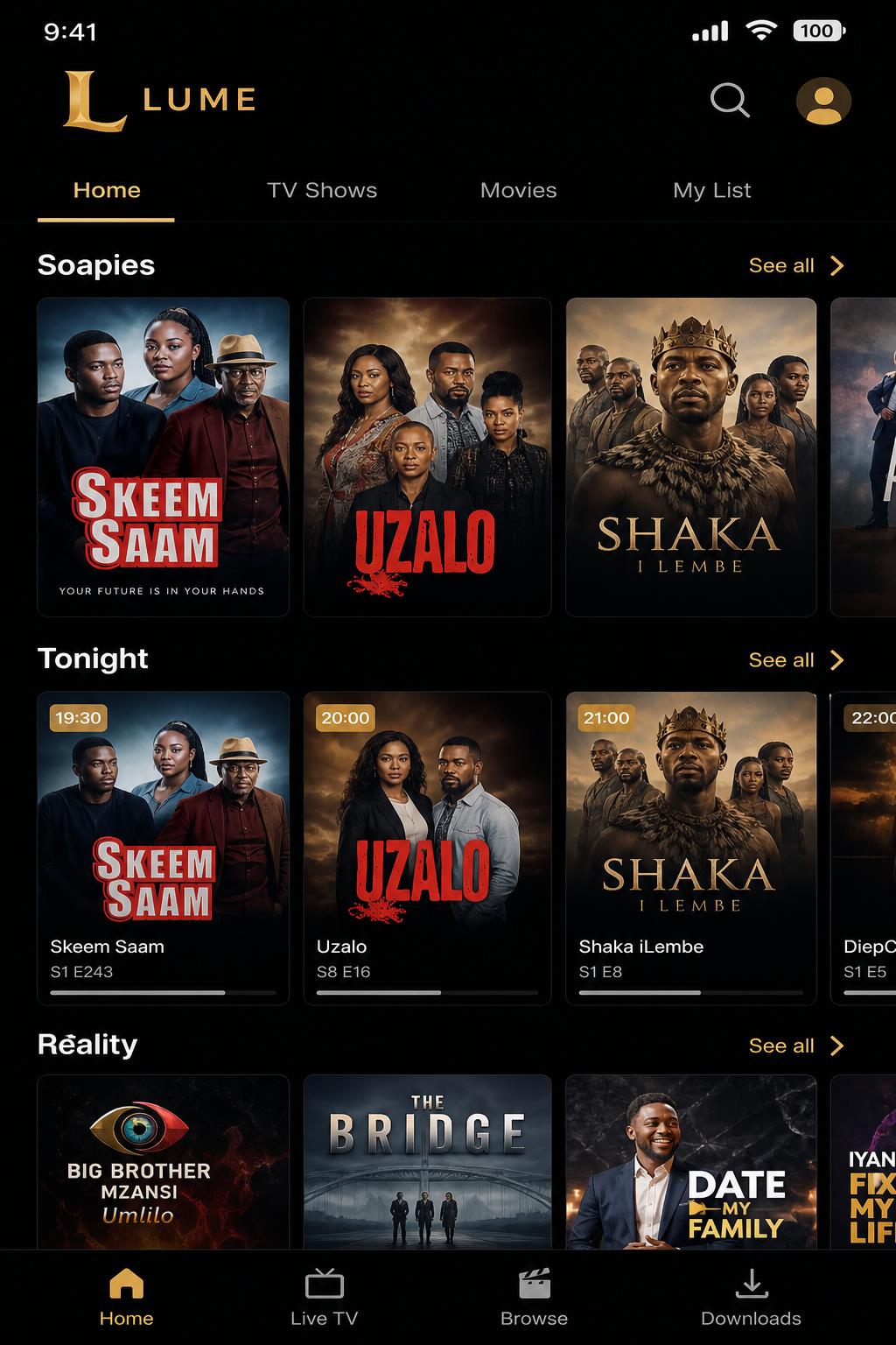 VUKA home screen